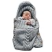 SEENFUN Newborn Baby Crochet Sleeping Bag Sleep Bag Wrap Swaddle Blanket(Dark gray)