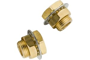Legines Brass Bulkhead Fitting 1/4" NPT Female Bulk head Pipe Fitting Bulkhead Coupling（3/4-16UNF) 0.98" Male, 15/16" Length (Pack of 2)