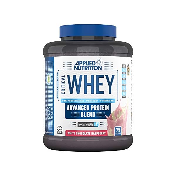 Applied-Nutrition-Critical-Whey-Protein-Powder-Shake-Gold-Muscle-Building-Supplement-with-Glutamine-High-Standard-Amino-Acids-BCAA-227kg-75-Servings-White-Chocolate-Raspberry Applied Nutrition Critical Whey Protein Powder 2kg - High Protein Powder, Protein Milkshake, Muscle Building Supplement…