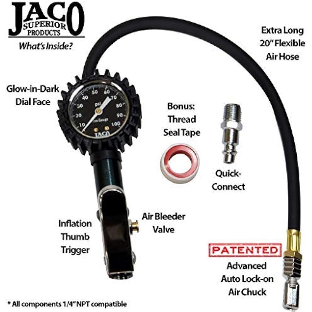JACO FlowPro Tire Inflator Gauge 100 PSI Automotive 645380994640 eBay