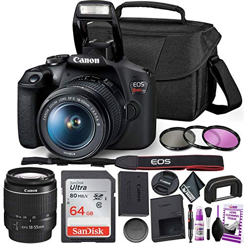 Canon Rebel T7 DSLR Camera with 1855mm Lens Kit and Sandisk 64GB Ultra