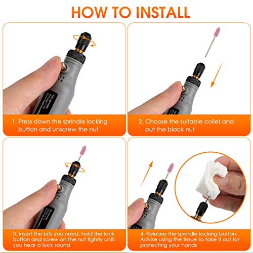 BYWOKY Rotary Tool Kit, 3.7V Cordless Rotary Accessory Kit with 42