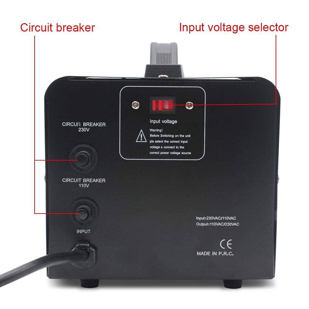 Voltage Transformer Converter 1000 Watt Step Up/Down Convert from 110-120 Volt to 220-240 Volt and from 220-240 Volt to 110-120 Volt with 2 US Outlets, 2 Universal Outlets