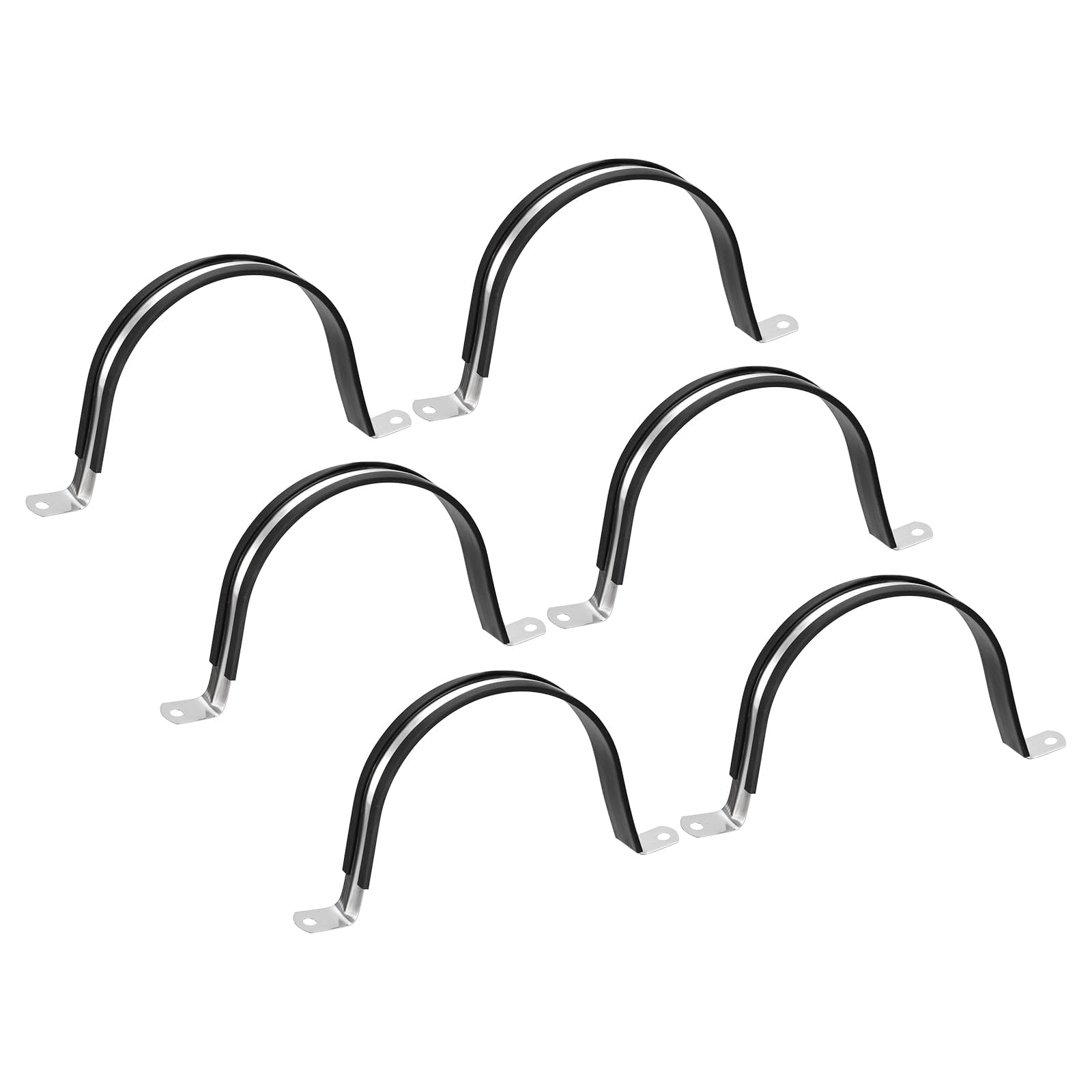 TA-VIGOR 6Pcs Cable Clamp, 108mm Rubber Pipe Strap Rubber Cushioned Stainless Steel Hose Clamp U Shape Metal Clamp Tube Holder for Pipe Tube Wire Fixing, Laying Plumbing, Electricity, Exhaust