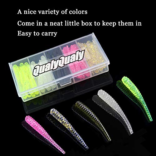 QualyQualy QualyQualy Soft Plastic Fishing Lures Trout Worms Lures Walleye Grub Fishing Lures