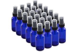 The Bottle Depot - 24 Pack - 1 oz Glass Spray Bottle - Blue - 20-400 Neck Finish - Boston Round Bottles - UV Rays Protection