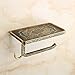 Beelee Wholesale and Retail Antique Carving Toilet Roll Paper Rack wiht Phone Shelf Wall Mounted Bathroom Paper Holder and Hook