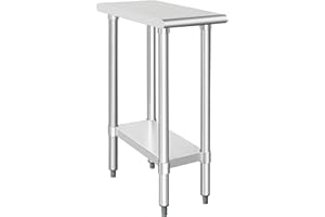 HARDURA RESTAURANT EQUIPMENT HARDURA Stainless Steel Table 24X12 Inches with Undershelf and Galvanized Legs NSF Heavy Duty Commercial Prep Work Table for Restaurant Kitchen Home and Hotel