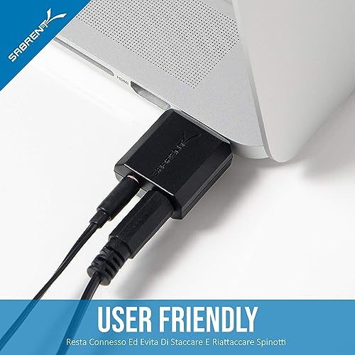 SABRENT External USB Sound Card, USB Plug to 3.5mm Jack Audio Adapter for Headphones Microphone Stereo Speakers, Compatible with Mac OS, Windows, Plug & Play, No Driver Needed [Black] (AU-MMSA)