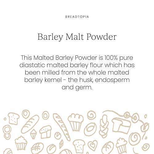 Breadtopia Organic Diastatic Malt Powder 8 oz. | Non-GMO Malted Barley Flour | No Additives, No Sugar, & No Fillers | Milled from Whole Malted Barley Kernel |