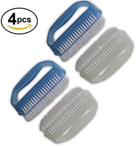 NewFerU Nail Brushes X 4 for Cleaning Hand Finger Foot Toe with Cuticle Remover, Small Scrubber Cleaner with Handle, Soft Scrub Set for Fingernail Manicure, Toenail Pedicure, Gardener, Mechanic