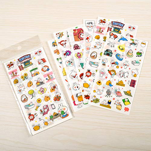 Korean Stationery Stickers Letter Stickers,12 Sheets Small Kawaii