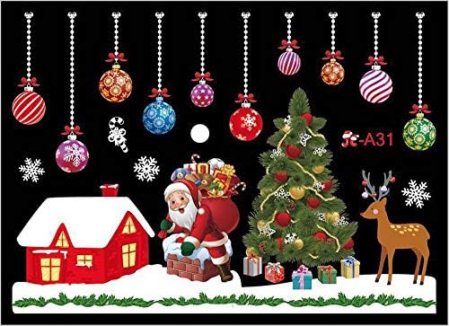 Merry Christmas Glass Window Sticker Christmas Sticker Christmas Ornament Decor Removable Dress Up DIY PVC Color Glueless Static Stickers Decals for Living Room Bedroom Shop Window