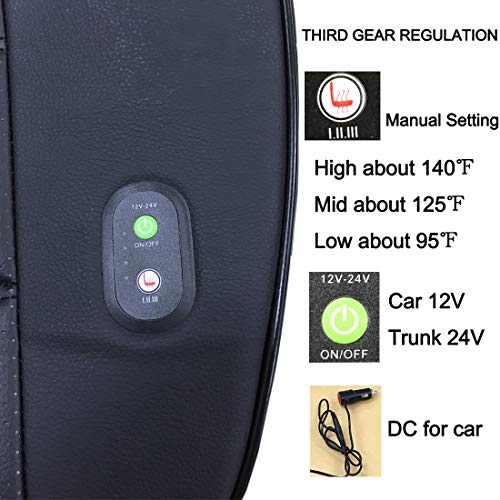 Big Hippo Heated Car Seat Cushion-Universal 12V Car 24V Truck Front Seat Heating Seat Covers Pad Protector with Temperature Controller and DC Charger for Car Interior,Home,Office Chair(1 PC) - Thumbnail 2