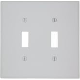 Leviton 2-Gang Toggle Device Switch Wallplate, Midway Size, 80509-W, White