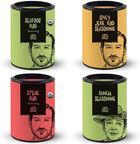 BBQ Seasoning Gift Set | Variety Box of 4 Essential Barbecue Rubs and Spices for Grilling | Including Steak and Seafood Rub – Spicy Jerk and Ranch Seasoning