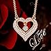 LADY COLOUR Dancing Stone Heart Necklace Ture Love Rose Gold Pendant Necklace Swarovski Crystals Jewelry for Women Birthday Gifts for Her for Wife Girlfriend Mothers Day Xmas Gifts