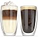 Stone & Mill Large Double Wall Drinking Glasses Set of 2-15 Ounce - Insulated Glass Cups for Coffee, Iced Tea, Latte, Cappuccino AM-08