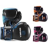 Sanabul Essential Gel Boxing Kickboxing Training Gloves (Black/Metallic Blue, 16 oz)