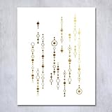 Strings of Circles Gold Foil Geometric Wall Poster Geometric Print Nursery Artwork Modern Dorm Decor Boho Chic Abstract Office Art 5 inches x 7 inches B24