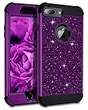 Petocase Compatible iPhone 8 Plus Case/iPhone 7 Plus Case, Luxury Sparkle Glitter Shockproof Full-Body Protective Hybrid Cover for 5.5â€ Apple iPhone 6+/6s+/7+/8+ - Purple Bling/Black
