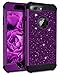 Petocase Compatible iPhone 8 Plus Case/iPhone 7 Plus Case, Luxury Sparkle Glitter Shockproof Full-Body Protective Hybrid Cover for 5.5” Apple iPhone 6+/6s+/7+/8+ - Purple Bling/Black