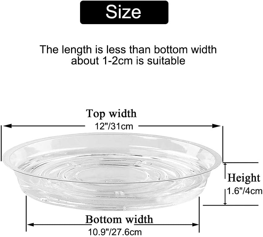 LIKOSO 5 Pcs Plant Saucer, Heavy Duty Clear Plastic Plant Drip Trays for Indoor Outdoor Garden Flower Plants - 31 CM - Image 3