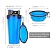 Foloda 2 in 1 Dog Drinking Water Bottle with Bowl, Portable Pet Travel Outdoor Water Cup Food Container for 250g Snack and 350ml Water