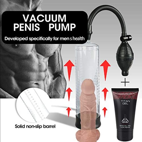 Effective High Suction Pump with Titan Gěl 50ml Vacuum Cups with Rubber Grips, Manual Massage