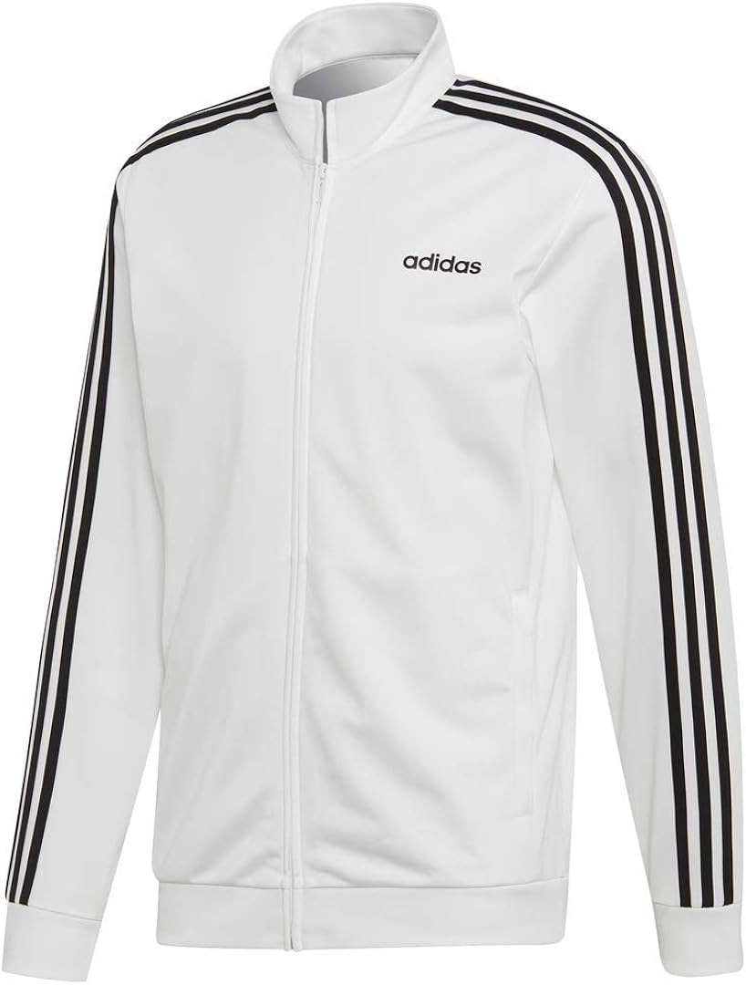adidas Essentials Men's 3Stripes Tricot Track Jacket, White, 3XLT
