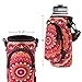 RoryTory Neoprene Water Bottle Sleeve Carrier Holder with Shoulder Strap, Pouch, Pocket & Carrying Handle (Fits 32oz / 40oz Hydro Flask, Nalgene, Juglug, Contigo, etc) - Red Flower Mandala Design