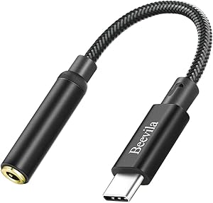 USB C to 3.5mm Jack Audio Adapter,Beevila Audio adapters 3.5mm Use Conexant CX21988 Audio Processor ,USB Type c Adapter converts CD Sound Quality,Compatible with Pixel, Samsung, Google, iPad Pro.