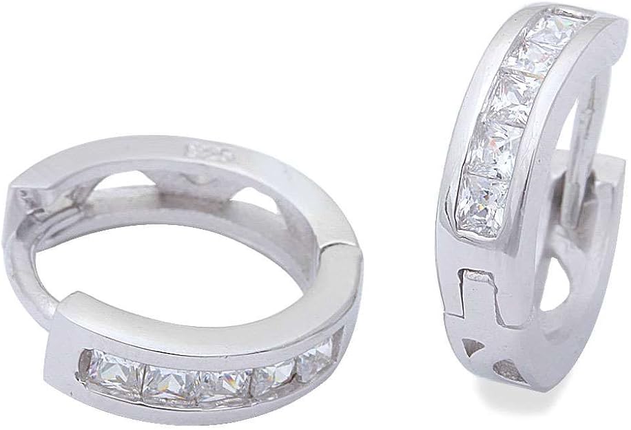 Sterling silver princess cut earrings Clearance