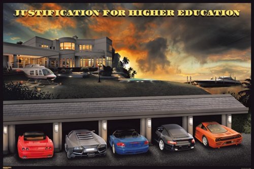 Justification For Higher Education Sports Car Mansion College Humor Poster 24 x 36 inches