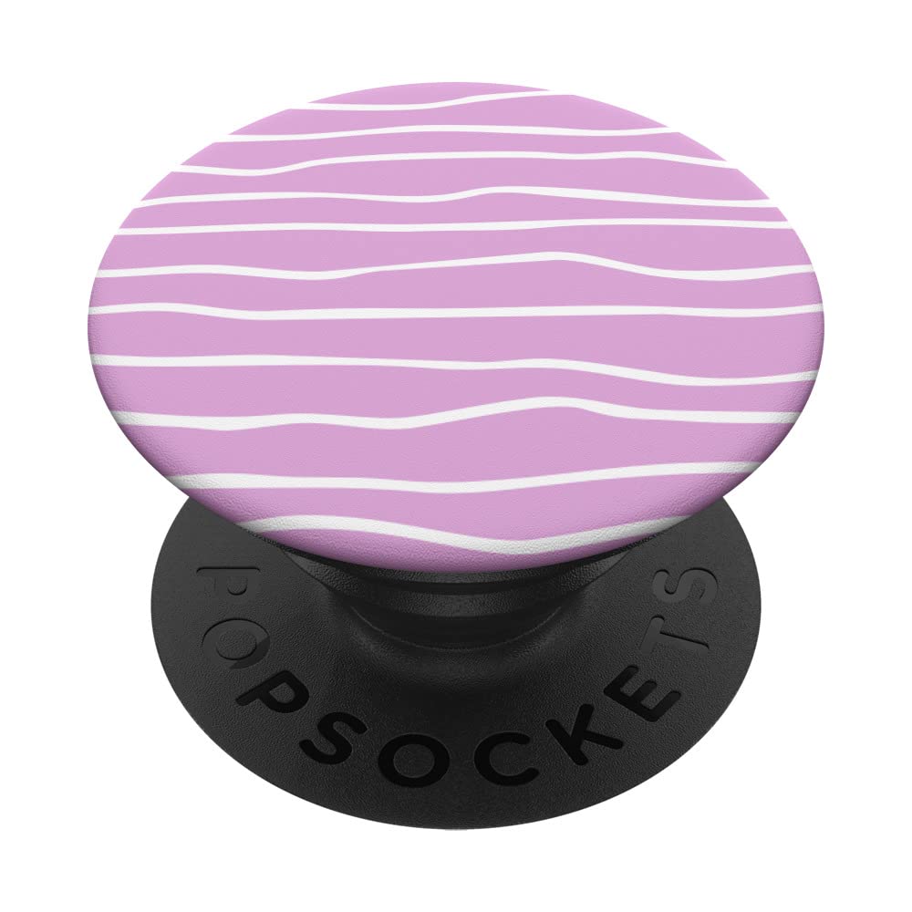White Wavy Lines Pattern Design on Pink PopSockets Swappable PopGrip