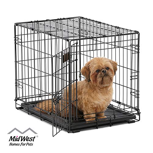 Dog Crate | MidWest ICrate 24 Inch Folding Metal Dog Crate w/ Divider Panel | Small Dog Breed, Black