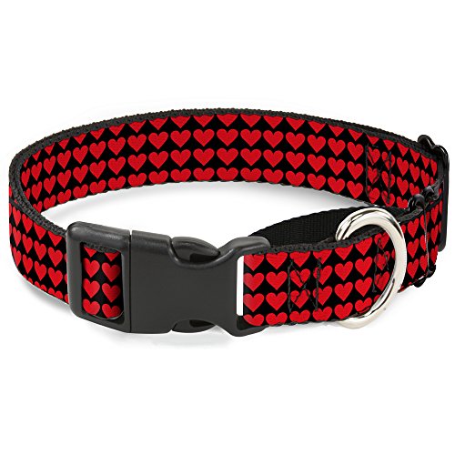Buckle-Down MGC-W31304-WL Mini Hearts Black/Red Martingale Dog Collar, Large