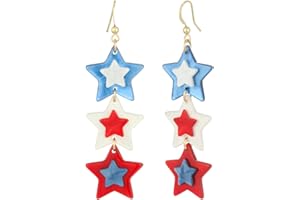 Madison Tyler Americana Collection Jewelry | Red White Blue Star Stud Dangle Earring | 4th of July Americana Flag Earrings | Independence Day Patriotic Earrings