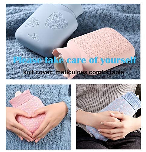Microwave Heating Bottle Environmental Silicone Transparent Hot Water Bag with Knit Cover, Hot & Cold Therapies - Gift for Birthday, Christmas, Valentine's Day, Gift Exchange Party (White, Short) - Thumbnail 2
