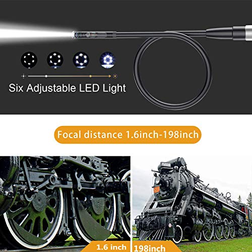 Industrial Endoscope,YINAMA 1.6-198inch Focal Distance Digital Semi-rigid Borescope 4.3inch LCD 2600mAh Rechargeable Battery 8G SD Card Snake Camera 1080P HD Video Waterproof Inspection Camera(9.84FT)