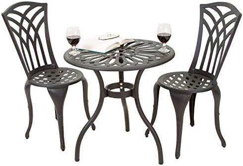 Black Sand Aluminum Patio Furniture Outdoor Bistro Set