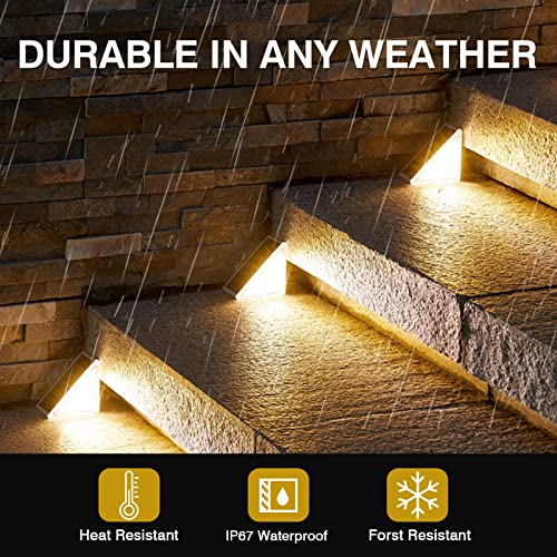 6 Pack Solar Stair Lights, Outdoor Step Lights Solar Powered, Warm White Solar Step Lights Outdoor Waterproof IP67, Auto On/off Solar Lights For Steps Stairs Porch Yard Patio Pathway Decoration