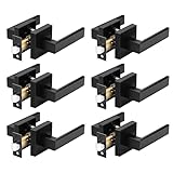 Probrico 6 Pack Black Passage Door Levers Square