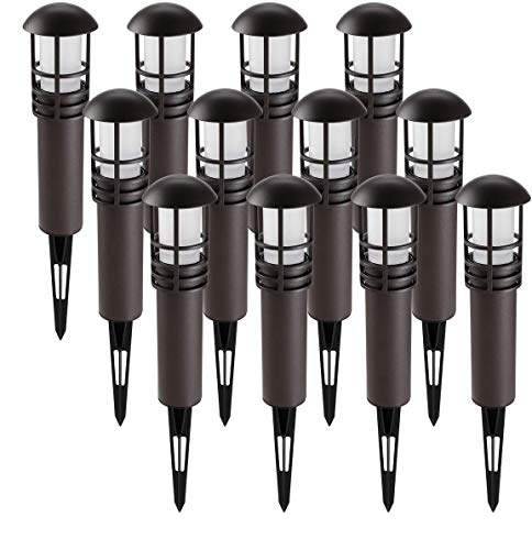 LEONLITE 12-Pack 12V Low Voltage LED Landscape Light, 3W (18W Eqv.), Aluminum Housing with Ground Stake, ETL Certified Waterproof Outdoor Pathway Garden Yard Patio Light, 3000K Warm White