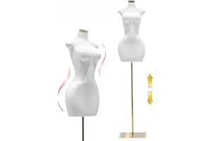 ZICHOUYING Plus-Size Curvy Female Mannequin Torso,Adjustable Body Dress Form with Metal Square Base,Full-Body Display for Clothing Store,Tailor Shop,or Design Office,Adjustable 61-76.8in,Sexy Manikin for Dresses