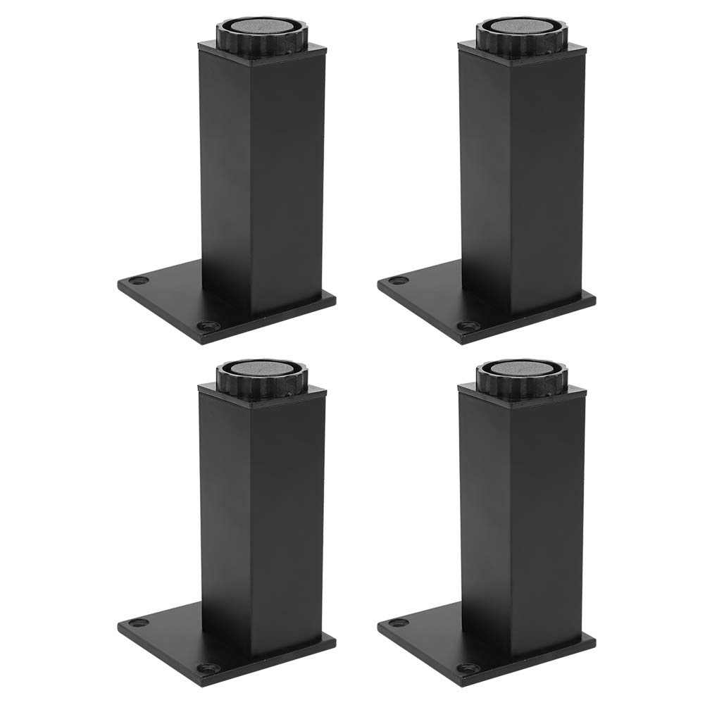 Aluminum Alloy Sofa Feet, Adjustable Black 4pcs Cabinet Leg, 100mm, 120mm for Kitchen Coffee Table Shelves Cabinets(Square Cabinet feet 120mm-black)