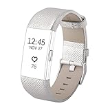 Snowcinda Replacement Wristbands Geniune Leather Bands for Fitbit Charge 2, Choice of Colors, One Size Fit Most