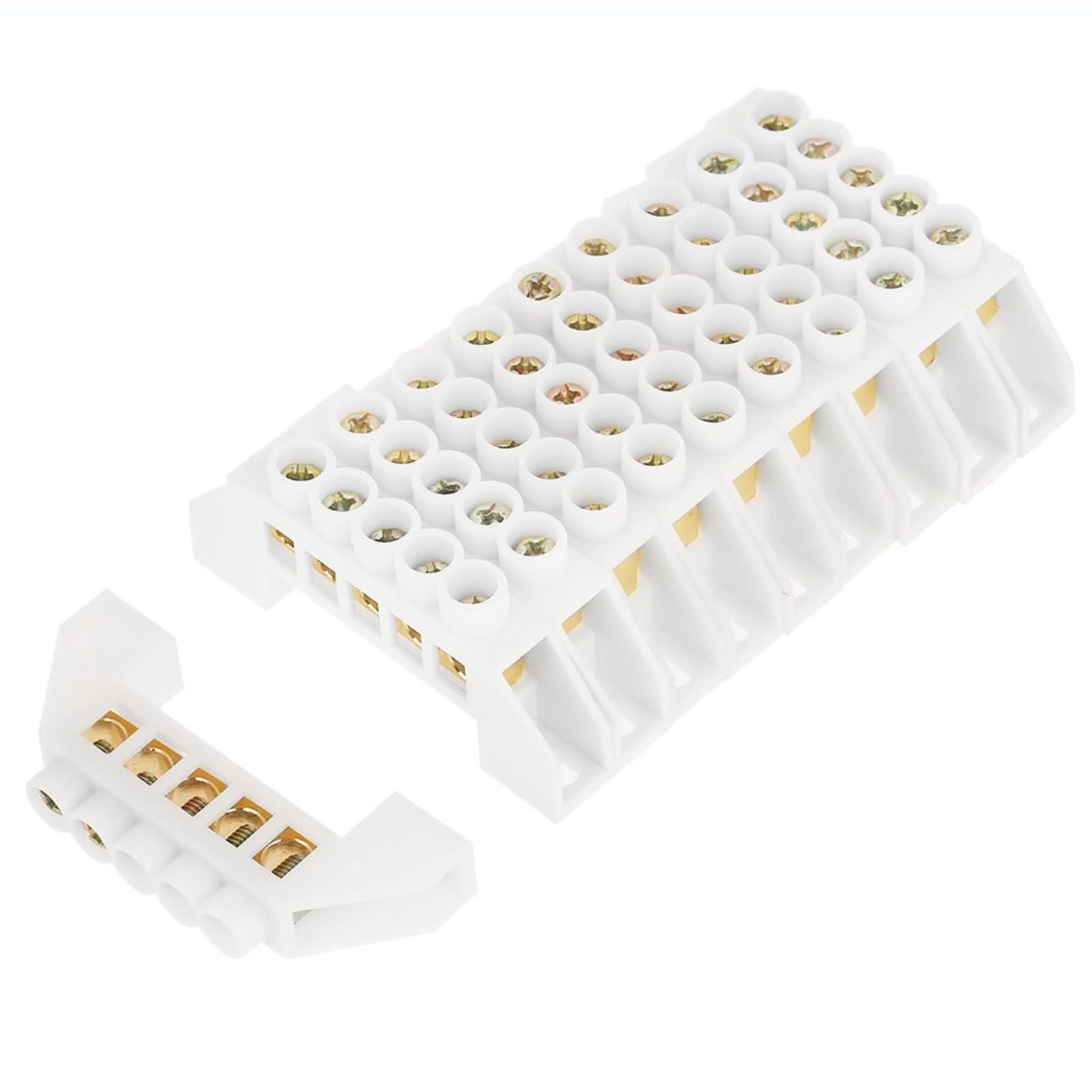 DEWIN Electrical Terminal Block,10Pcs Connector Blocks 5-Hole Bridge Design Electrical Distribution Wire Screw Brass Terminal Block Connectors