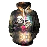 SAYM Unisex Simulation Printing Galaxy Pocket Hooded Sweatshirt Panda L