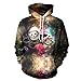 SAYM Unisex Simulation Printing Galaxy Pocket Hooded Sweatshirt Panda L